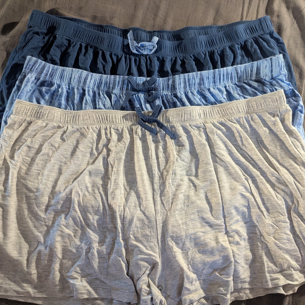 Cozy Women's Pajama Shorts Set - Navy, Light Blue, and Gray